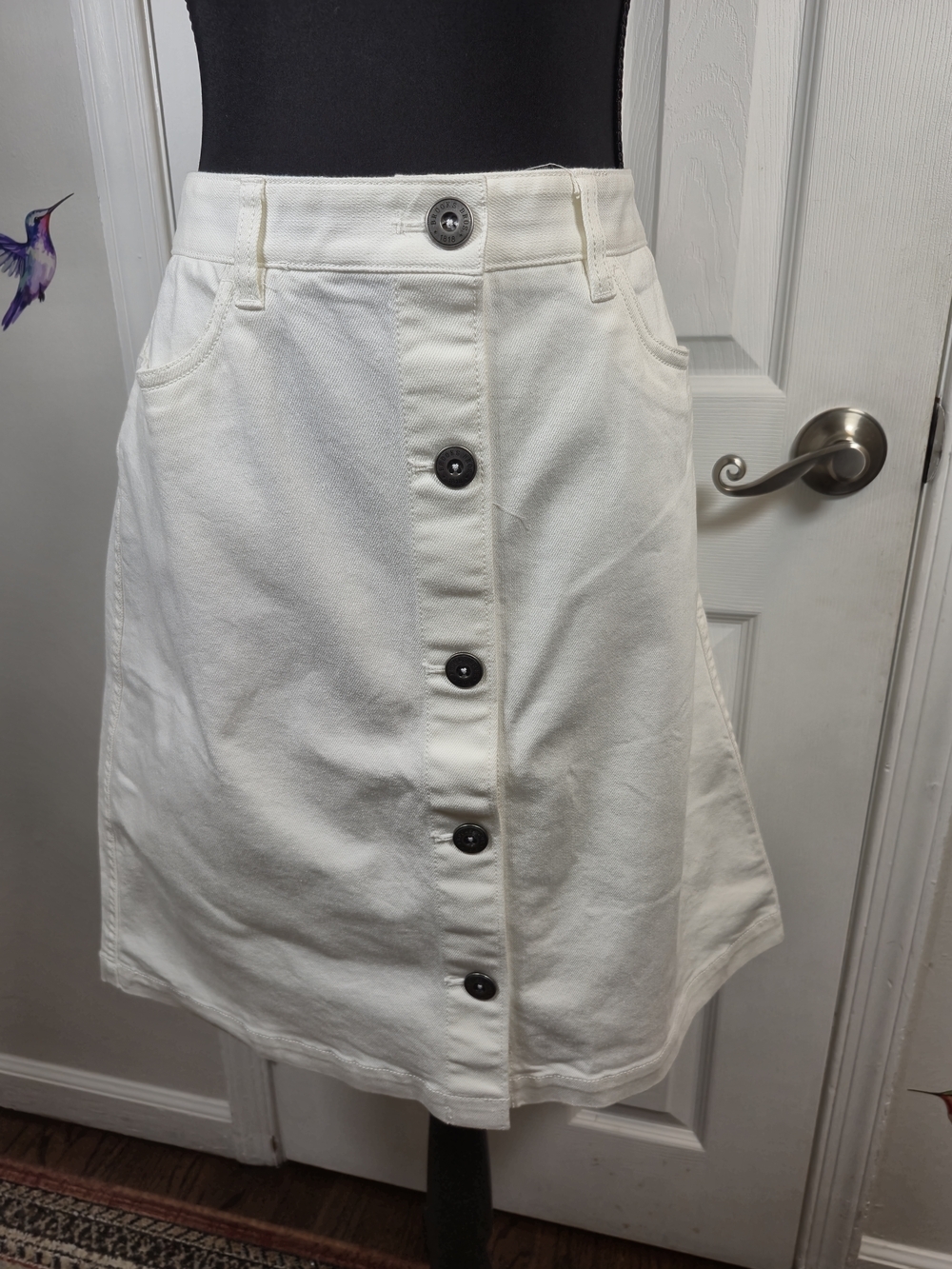 Brooks Brothers Red Fleece White Denim Button Front Mini Skirt Size 10 - Picture 3 of 5